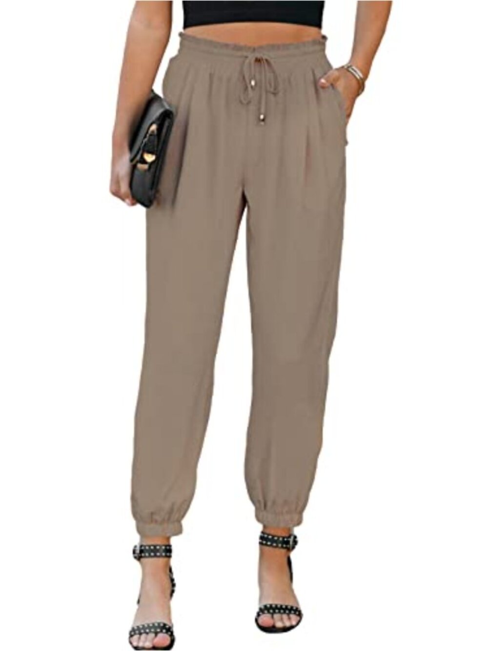 Women's High Waisted Drawstring Jogger Pants with Pockets